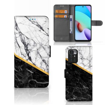 Xiaomi Redmi 10 | Bookcase | Marmer Wit Zwart - Origineel Cadeau Man