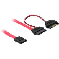 DeLOCK slim sata 13-pin > 7-pin sata + sata power adapter (rood, 0,5 meter)