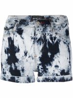 Philipp Plein short en jean à effet délavé - Bleu