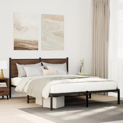 Bedframe zonder matras metaal bruin eikenkleurig 137x190 cm
