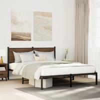 Bedframe zonder matras metaal bruin eikenkleurig 137x190 cm