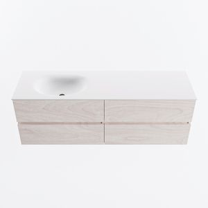 MONDIAZ VICA 150cm badmeubel onderkast Underlayment 4 lades. Wastafel MOON links zonder kraangat, kleur Talc.