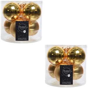 Decoris Kerstballen - 12x stuks - goud - D8 cm - glas - glans en mat - kerstversiering