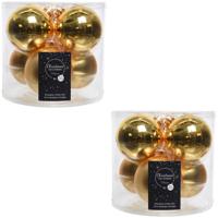 Decoris Kerstballen - 12x stuks - goud - D8 cm - glas - glans en mat - kerstversiering