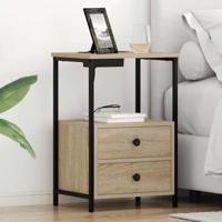 Nachtkastje met Oplaadstation 2 pcs Sonoma eiken Bewerkt hout