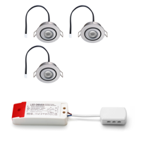 Set LED-inbouwspot Piccolo zilver 3W dimbaar 3-6 stuks