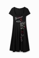 Korte arty jurk - BLACK - M