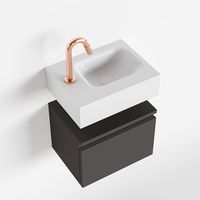 Toiletmeubel Mondiaz Andor | 40 cm | Meubelkleur Dark grey | Lex vrijhangend wastafel Talc Rechts | 1 kraangat