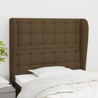 Hoofdbord met randen 83x23x118/128 cm stof donkerbruin