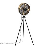 QAZQA Vloerventilator tripod zwart met goud 4-lichts - Kim - thumbnail