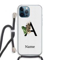 Charcoal Flora: iPhone 12 Pro Transparant Hoesje met koord