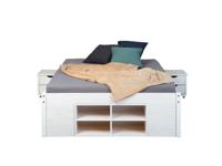 Inter Link Bedframe Claas of Till inclusief 2 nachtkastjes en lattenbodem (Wit - Tot, 160 x 200 cm)