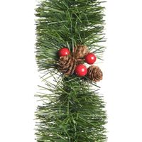 Kerstdecoratie dennen guirlandes / slingers met besjes en dennenappels 270 cm   -