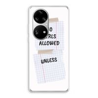 No Girls Allowed Unless: Huawei P50 Pro Transparant Hoesje