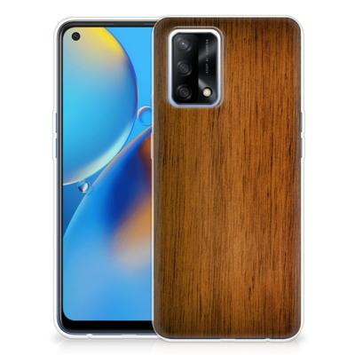 OPPO A74 4G | Bumper Hoesje | Donker Hout