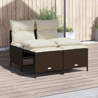 4-delige Loungeset met kussens poly rattan bruin - thumbnail