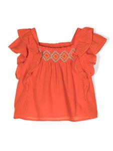 POLO RALPH LAUREN KIDS blouse volantée à broderies - Orange