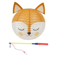 Set Japanse bol lampion met stokje - vos thema - lichtje - sint maarten - lampion - versiering