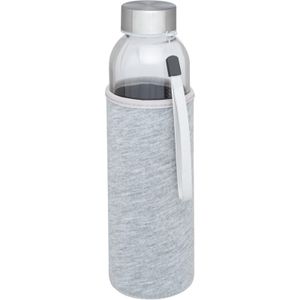 Glazen waterfles/drinkfles met grijze softshell bescherm hoes 500 ml