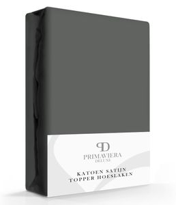 Primaviera Deluxe Katoen-Satijn Topper Hoeslaken Antraciet-90 x 200 cm