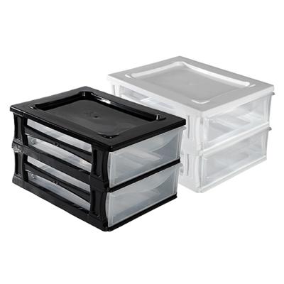 2x een Ladeblokje met 2 grote lades - wit en zwart - L26 x B35 x H20 cm - kunststof