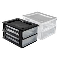 2x een Ladeblokje met 2 grote lades - wit en zwart - L26 x B35 x H20 cm - kunststof