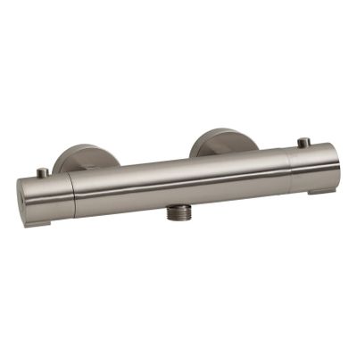 Douchekraan Xellanz Rio | Opbouw | Thermostaatkraan | 1-weg | hoh 12 cm | 2-knops | Rond | Geborsteld staal