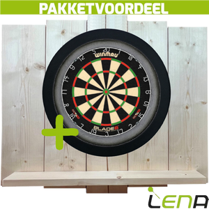 Winmau Blade 6 + Lena Dartbordverlichting Deluxe Zwart + Lena Wooden Wall Protector