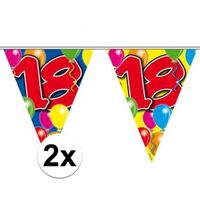 2x Feestartikelen Leeftijd vlaggenlijn 18 jaar 10 meter - thumbnail