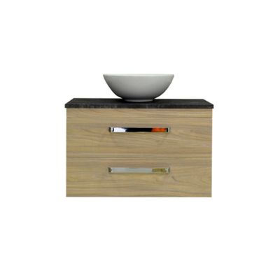 Badkamermeubelset Sanicare Q11 2 Laden 80cm Truffel (spiegel optioneel)