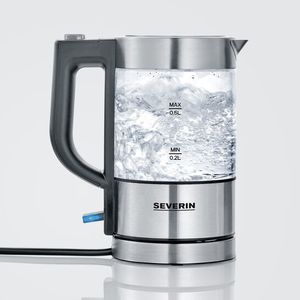 Severin 3472 Waterkoker Snoerloos, Oververhittingsbeveiliging Aantal/Volume: 0.5 l RVS (geborsteld), Zwart