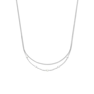 Ketting Multi zilver-zoetwaterparel wit 41-45 cm