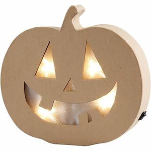 Pompoen Halloween decoratie met licht 22 cm