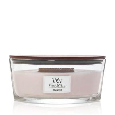 WoodWick Geurkaars Ellipse Rosewood - 9 cm / 19 cm - Geurkaars in Glas - Houten Lont