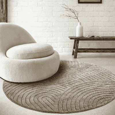 Vloerkleed Panglao Rond Taupe ⌀ 160 Cm Elle Decoration - Dekbed-Discounter.nl