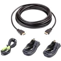 ATEN KVM Aansluitkabel [1x HDMI-stekker, USB-A 2.0 stekker, Jackplug male 3,5 mm - 1x HDMI-stekker, Jackplug male 3,5 mm, USB 2.0 bus B] 3.00 m Zwart - thumbnail