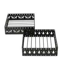 Boltze Home Servethouder zwart metaal met kerstdecor