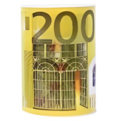 Concorde Spaarpot geld thema - 200 euro - geel - bankbiljetten - D14 x 20 cm