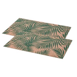 Set van 6x stuks rechthoekige placemats Palm groen linnen mix 45 x 30 cm