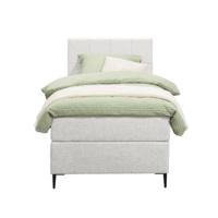 Leen Bakker - Boxspring Liv Geblokt - Ecru - 90x200 Cm - Slanke Poot - Stof - Crème