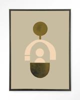 Urban Cotton Wandkleed 'Forma 2 Beige' 80 x 110cm in Floating Frame - black