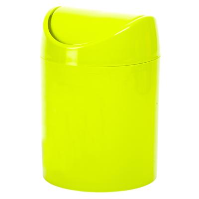Plasticforte Mini prullenbakje met klepdeksel - neon groen - 1,4L - 17 cm