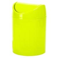 Plasticforte Mini prullenbakje met klepdeksel - neon groen - 1,4L - 17 cm