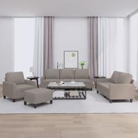 4-delige Loungeset met kussens stof taupe