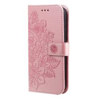 Samsung Galaxy A55 hoesje - Bookcase - Pasjeshouder - Portemonnee - Bloemenprint - Kunstleer - Rose Goud - thumbnail