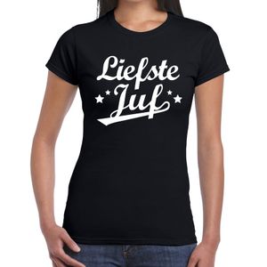 Liefste juf cadeau t-shirt zwart voor dames