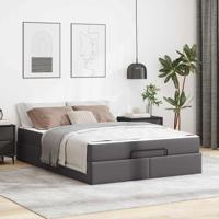 Bedframe met matras met matras Grijs 160 x 200 cm Kunstleer