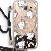Rainbow Unicorn: Samsung Galaxy J3 (2016) Transparant Hoesje met koord