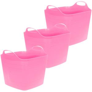 Flexibele emmer - 3x - roze - 25 liter - kunststof - vierkant - 35 x 38 cm