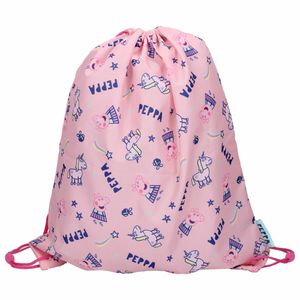 Peppa Pig gymtas/rugzak/rugtas voor kinderen - roze/blauw - polyester - 44 x 37 cm   -